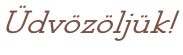 Üdvözöljük!